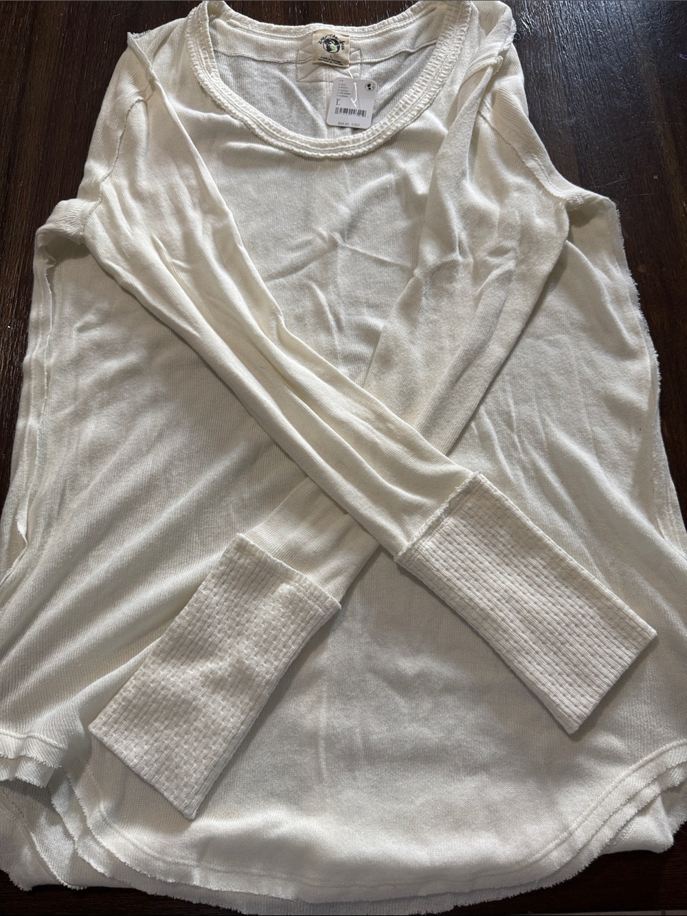 We The Free Off-White Scoop Neck Long Sleeve Top